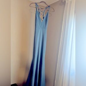 Dusty Blue Floor Length Dress- Size Small